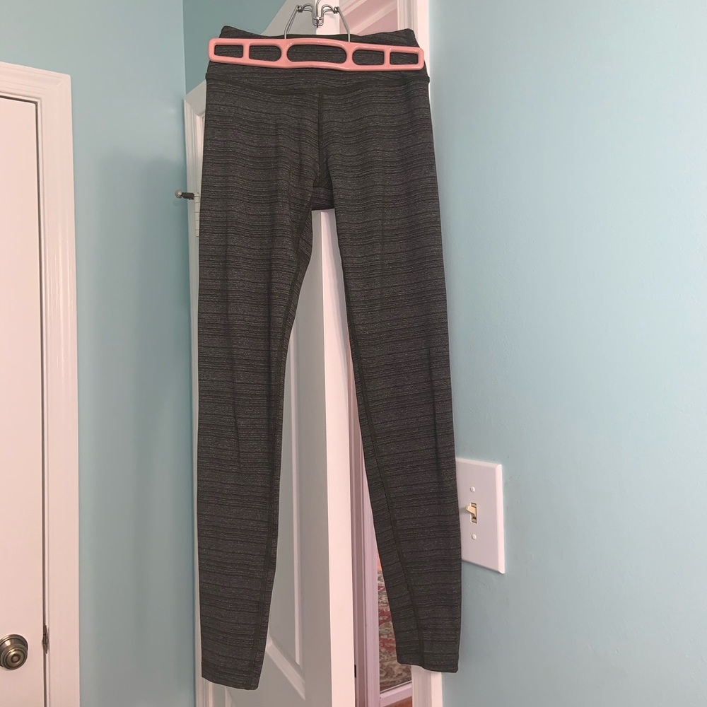 Beyond Yoga Dark Olive Green Striped Leggings